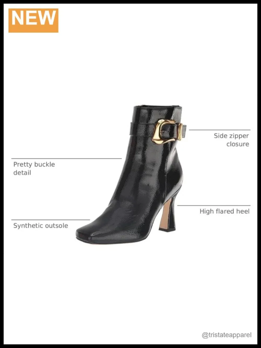 Women's Dress Ankle Boots - Square Toe Stiletto Heel Buckle Zip